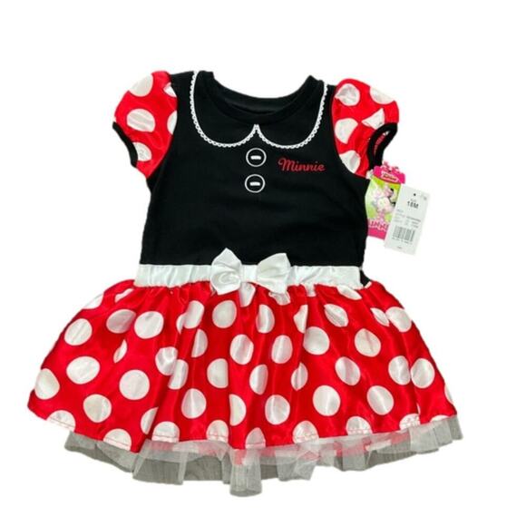 Disney’s Girl's Dress Minnie Mouse Black Red White Bow Size 18 Month’s NWT - Picture 1 of 3